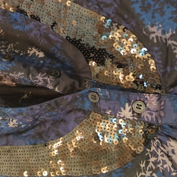 French Connection Y2K Sequin Adorable Night Out Blouse Layering Cap Sleeve Sz 10 - Picture 6 of 8